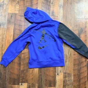 Kids Nike Baseball Blue and Black Hoodie Zip Up Jacket size Medium Therma fit